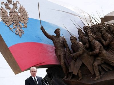 Путин на открытии памятника солдатам Первой мировой. Фото: ТАСС