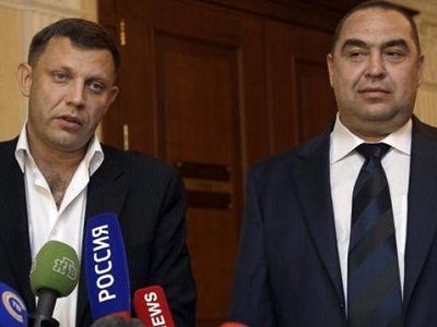 Лидеры сепаратистов Захарченко и Плотницкий. Источник - http://podrobnosti.ua/