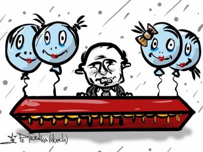 Путин и "матери мобилизованных". Карикатура А.Петренко: t.me/PetrenkoAndryi