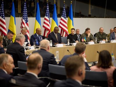 Заседание Контактной группы по вопросам обороны Украины в формате "Рамштайн" в октябре 2023 года. Фото: Офис президента Украины