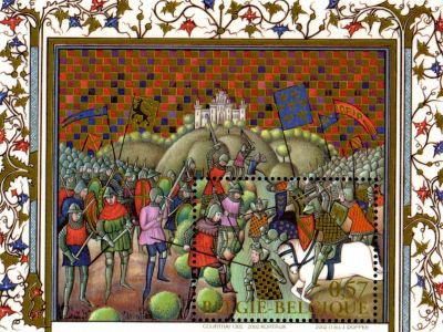 Почтовый блок Бельгии "Битва при Куртрё", 2002 г. Michel № Block 84 Почтовый блок Бельгии "Битва при Куртрё", 2002 г. Michel № Block 84